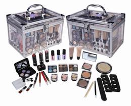 Kit de maquiagem Cameo Carry All Trunk com 3 géis para unhas e 16 sombras Kit de maquiagem Cameo Carry All Trunk com 3 géis para unhas e 16 sombras