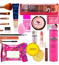 Kit De Maquiagem Cesta Mdf Batom Base Pó Compacto Pele Clara Kit De Maquiagem Cesta Mdf Batom Base Pó Compacto Pele Clara