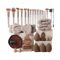 Kit De Maquiagem Com 33 Peças Com Esponjas De Beleza Grandes E Pequenas Para Aplicação E Remoção