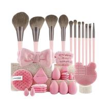 Kit De Maquiagem Com 33 Peças E Esponjas De Beleza Grandes E Pequenas Para Aplicação E Remoção
