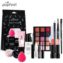 Kit de Maquiagem com Maleta sombras, blushes, bastões, pincéis Kit de Maquiagem com Maleta sombras, blushes, bastões, pincéis