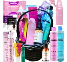 Kit De Maquiagem Completo Cesto Para Presentear Alça Couro