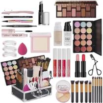 Kit de Maquiagem Completo POPFEEL com sombras, blushes, bastões, pincéis