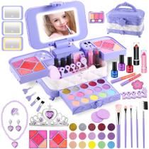 Kit de maquiagem DAUXONE para meninas com espelho iluminado por LED de 3 cores Kit de maquiagem DAUXONE para meninas com espelho iluminado por LED de 3 cores