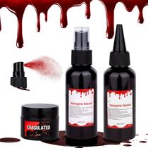 Kit de maquiagem de sangue falso de Halloween Hidnvefen 160 ml, 3 unidades Kit de maquiagem de sangue falso de Halloween Hidnvefen 160 ml, 3 unidades