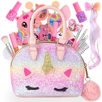Kit de maquiagem Dreamon Kids com bolsa unicórnio para meninas de 6 a 12 anos