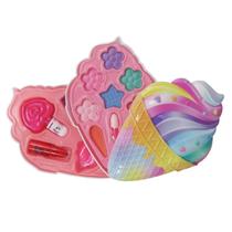 Kit De Maquiagem Estojo Duplo Sorvete Criança Menina Infantil Portátil Com Gloss Sombra