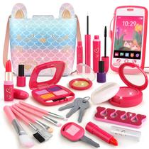 Kit de maquiagem finge Woumserta Mermaid Toy para meninas 3-5