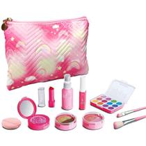Kit de maquiagem fingido Wentoyce para meninas com 11 peças e bolsa de mão Kit de maquiagem fingido Wentoyce para meninas com 11 peças e bolsa de mão