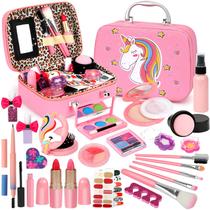 Kit de maquiagem Flybay Kids para meninas de 4 a 8 anos com estojo de cosméticos Kit de maquiagem Flybay Kids para meninas de 4 a 8 anos com estojo de cosméticos