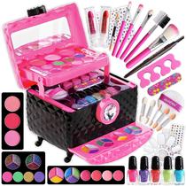 Kit de maquiagem FUN KIDZ 60 unidades para meninas de 6 a 12 anos com caixa dobrável