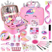 Kit de maquiagem GIFTINBOX Kids para meninas com bolsa unicórnio de 3 a 12 anos Kit de maquiagem GIFTINBOX Kids para meninas com bolsa unicórnio de 3 a 12 anos