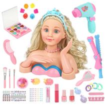 Kit de maquiagem Hair Styling Doll Head Everideals com cosméticos reais