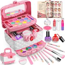 Kit de maquiagem Hollyhi 42 unidades para meninas com estojo de cosméticos de 3 a 12 anos Kit de maquiagem Hollyhi 42 unidades para meninas com estojo de cosméticos de 3 a 12 anos