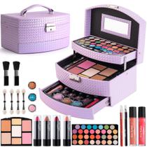 Kit de maquiagem Hot Sugar Girls com cosméticos e estojo de trem roxo