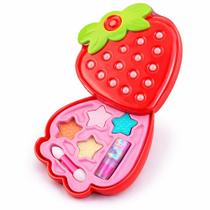 Kit de Maquiagem Infantil Aplicável com Sombra e Batom de Morango Kit de Maquiagem Infantil Aplicável com Sombra e Batom de Morango