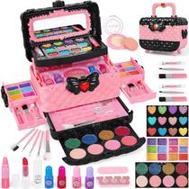Kit de Maquiagem Infantil Dpai (54 Peças) - Para Meninas de 3 a 10 Anos - Com Espelho Rosa