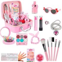 Mala Kit Maquiagem Infantil Barbie Batom Sombra Esmalte