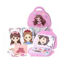 kit de Maquiagem Infantil Princesa Rosa Pincel Sombra Caneta