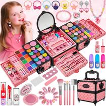 Kit de maquiagem Kuovei 99 unidades para meninas com espelho, laços de cabelo e unhas Kit de maquiagem Kuovei 99 unidades para meninas com espelho, laços de cabelo e unhas