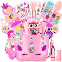 Kit de maquiagem MagicToiee com tema de unicórnio com bolsa para meninas de 3 anos ou mais