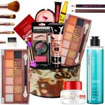 Kit De Maquiagem Maleta Base Pó Compacto Batom Pincel