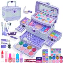 Kit de maquiagem Mrabbitoo Kids Girl 57 unidades, não tóxico, lavável