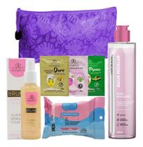 Kit De Maquiagem Necessaire Agua Micelar Removedor Sachê