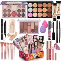 Kit de maquiagem para mulheres e adolescentes Kit completo Conjunto de maquiagem para adolescentes de 14 a 16 Kits de maquiagem para meninas adolescentes Conjuntos de presentes de maquiagem para mulheres Presentes de Natal para adolescentes