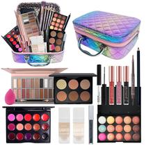 Kit de maquiagem pomcral Travel com estojo para meninas de 5 a 12 anos e mulheres