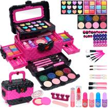 Kit de maquiagem ROKKES para meninas de 3 a 12 anos - 57 peças Kit de maquiagem ROKKES para meninas de 3 a 12 anos - 57 peças