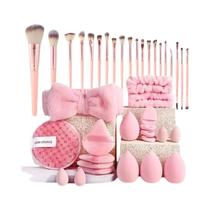 Kit De Maquiagem Rosa Com 20/40 Peças, Pincéis Macios E Esponja De Beleza Para Presente De Kit De Maquiagem Rosa Com 20/40 Peças, Pincéis Macios E Esponja De Beleza Para Presente De