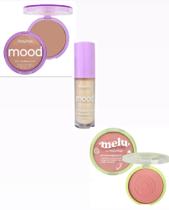 Kit de Maquiagem Ruby Rose -Pó Compacto Mood MC50/ Corretivo Mood C02/ Blush Compacto Melu Bubblegum