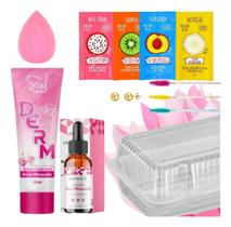 Kit De Maquiagem Skin Care Creme Facial Sachê Pele