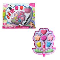 Kit De Maquiagem Sombras e Batom Infantil Formato de Rosa Kit De Maquiagem Sombras e Batom Infantil Formato de Rosa