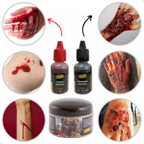 Kit de Maquiagem Terror Fake Halloween Queimadura Zumbi