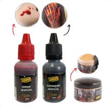 Kit de Maquiagem Terror Fake Halloween Zumbi Queimadura - Rostinho Pintado