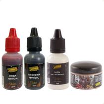Kit de Maquiagem Terror Fake Halloween Zumbi Queimadura Sangue Latex Massa