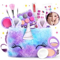 Kit de maquiagem ULOVEME Kids para menina com bolsa de unicórnio roxa de 6 a 8 anos Kit de maquiagem ULOVEME Kids para menina com bolsa de unicórnio roxa de 6 a 8 anos
