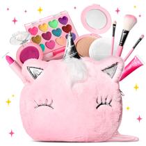 Kit de maquiagem ULOVEME Kids Real Makeup para meninas com bolsa de unicórnio
