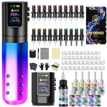 Kit de máquina de tatuagem POSEIDON Cordless Rotary com agulhas e tinta
