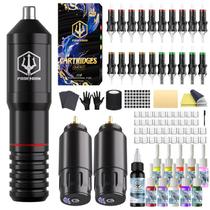 Kit de máquina de tatuagem POSEIDON Cordless Rotary com agulhas e tinta