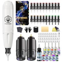 Kit de máquina de tatuagem POSEIDON Wireless Rotary com agulhas e tinta