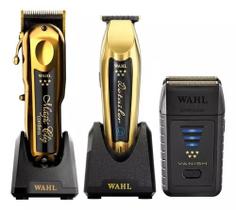 Kit de Máquinas Magic Clip Cordless Gold + Detailer Cordless Gold e Vanish Gold - Wahl Kit de Máquinas Magic Clip Cordless Gold + Detailer Cordless Gold e Vanish Gold - Wahl