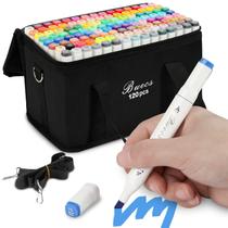 Kit de Marcadores Buecs de Ponta Dupla com 120 Cores para Arte
