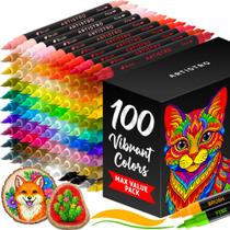 Kit de Marcadores de Tinta Acrílica ARTISTRO 100 Cores com Ponta Dupla