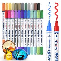 Kit de marcadores de tinta acrílica TFIVE Dual Tip 24 cores