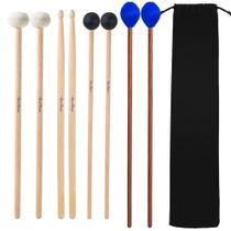 Kit de Marretas de Tambor VixxNoxx - 4 Pares de Borracha e Feltro 5A para Marimba Kit de Marretas de Tambor VixxNoxx - 4 Pares de Borracha e Feltro 5A para Marimba