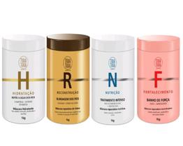 Kit De Máscara Capilar Potes de 1kg Hidratação / Reconstrução / Nutrição / Fortalecimento Toda Toda