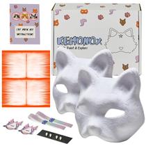 Kit de máscara Therian Cat KeMoNox, conjunto pré-feltrado de 2 com acessórios